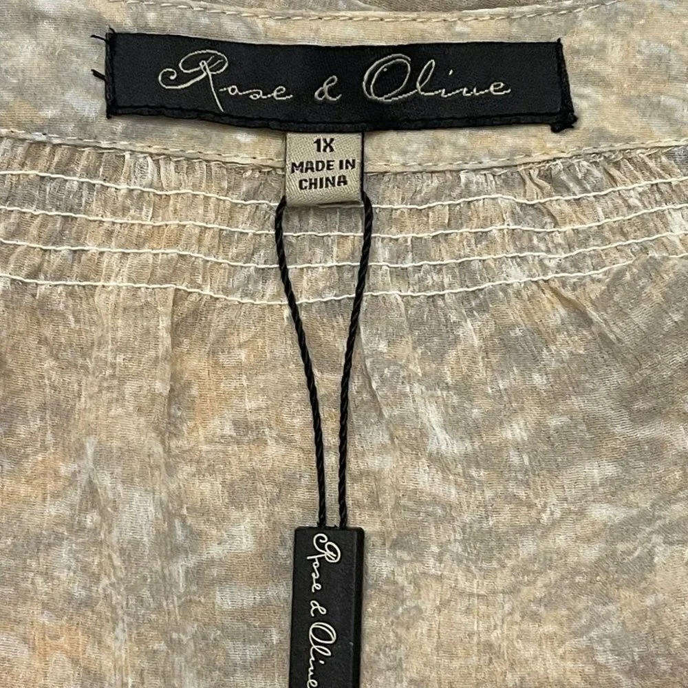 NWT Rose and Olive Women's Ice-Dye Blouse size 1X - Picture 4 of 14